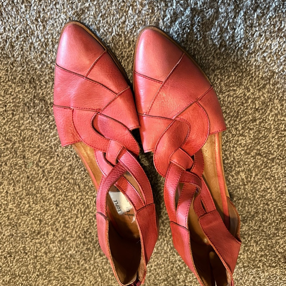 Free people wanderlust flats braided red 39